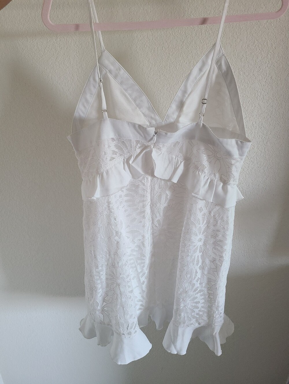 Gianni Bini white lace ruffle mini dress - Picture 3 of 5